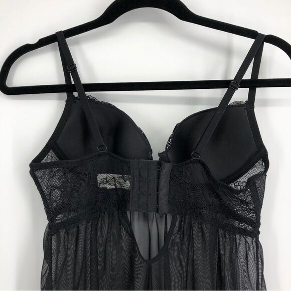 JESSICA SIMPSON Black Mesh‎ Lace Babydoll Medium - Picture 6 of 6